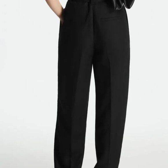 NWT COS Belted High-waisted Linen-blend Pants In Black (sz8) - Picture 5 of 6
